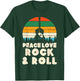 Peace Love Rock N Roll Guitar Retro 80s Hippie Hippi Hippy T-Shirt - T-Shirt | Forest