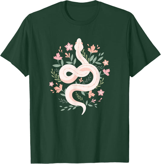Aesthetic Graphic Mystical Snake Flower Pastel Goth T-Shirt - T-Shirt | Forest