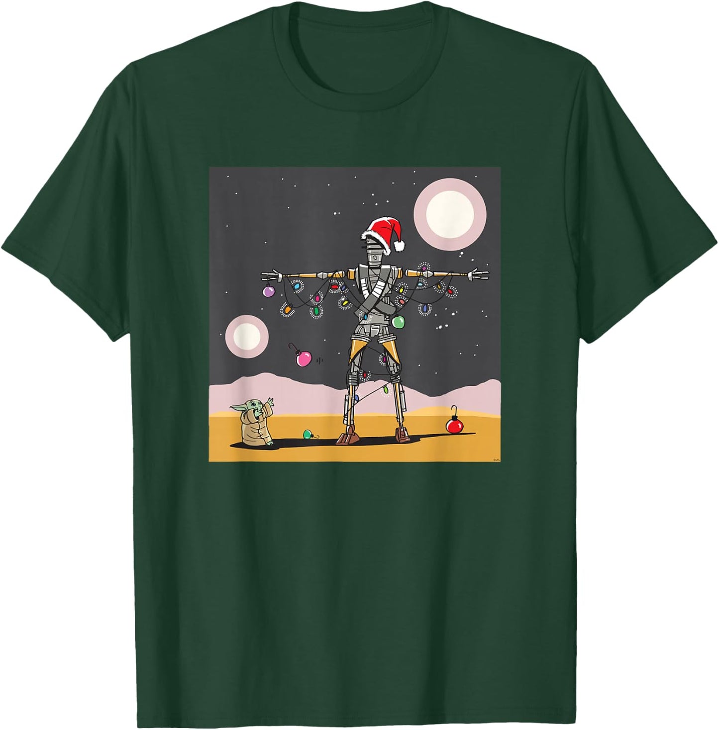Star Wars Grogu IG-11 Droid Holiday Tatooine Christmas Tree T-Shirt - T-Shirt | Forest