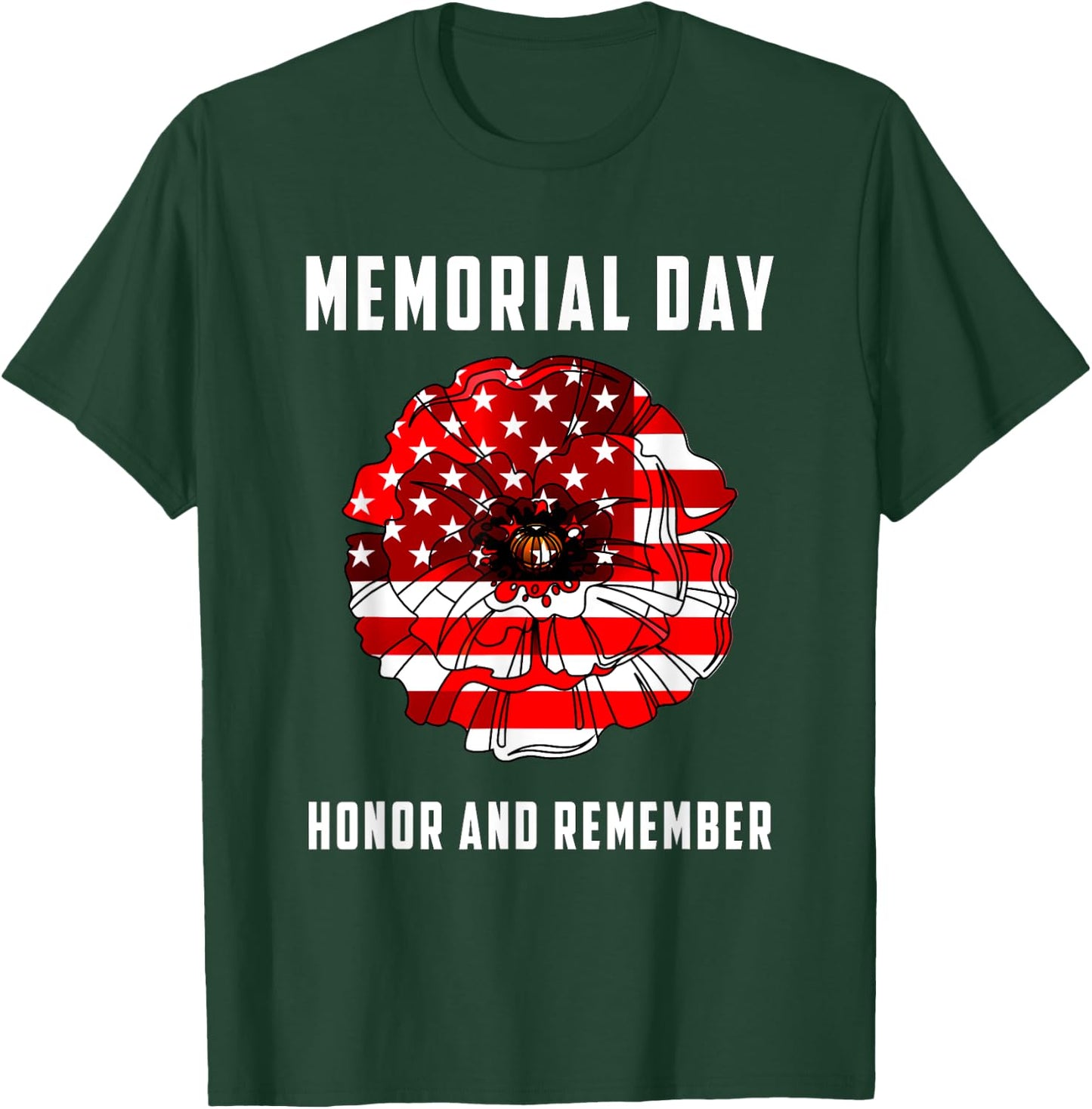 Veterans Day Red Poppy Flower USA Memorial Day 2021 T-Shirt - T-Shirt | Forest