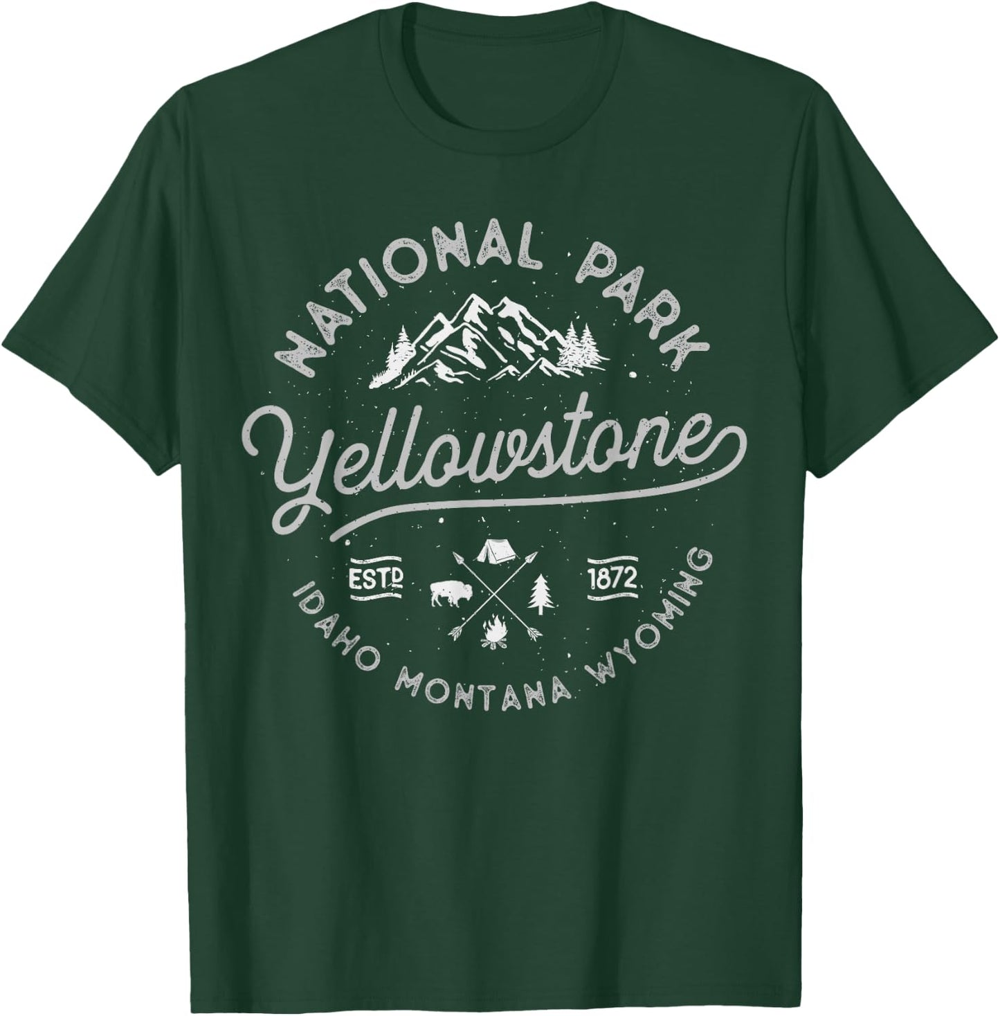 Yellowstone US National Park Bison Buffalo Vintage Men Women T-Shirt - T-Shirt | Forest