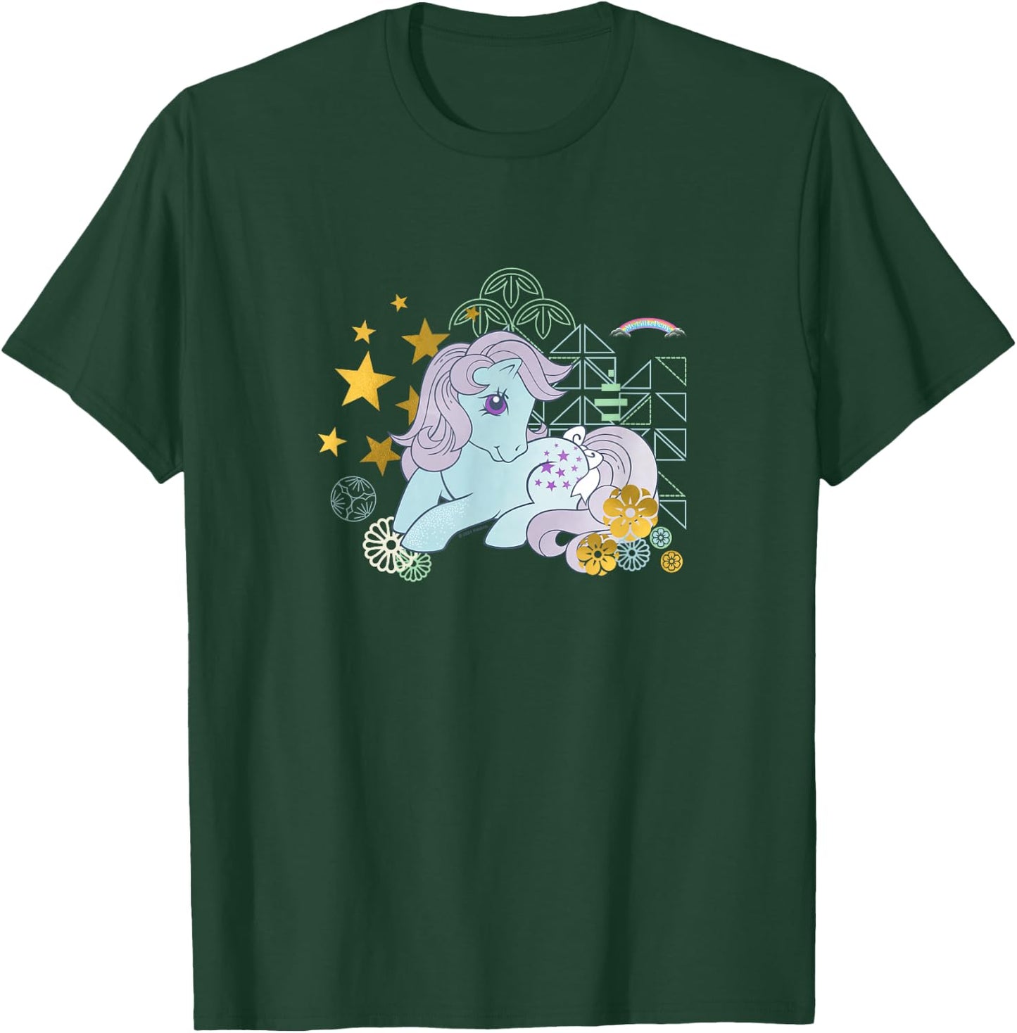 My Little Pony Classic Blue Belle Gold Stars & Florals T-Shirt - T-Shirt | Forest