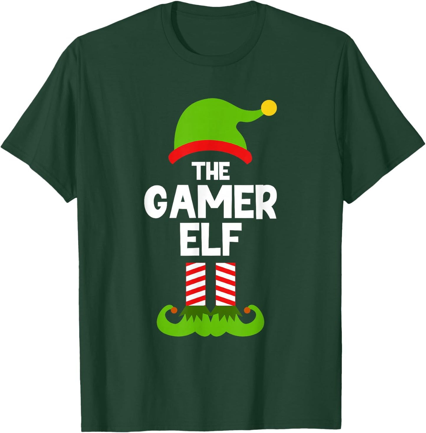 Funny The Gamer Elf Christmas Family Pajama Video Gaming T-Shirt - T-Shirt | Forest
