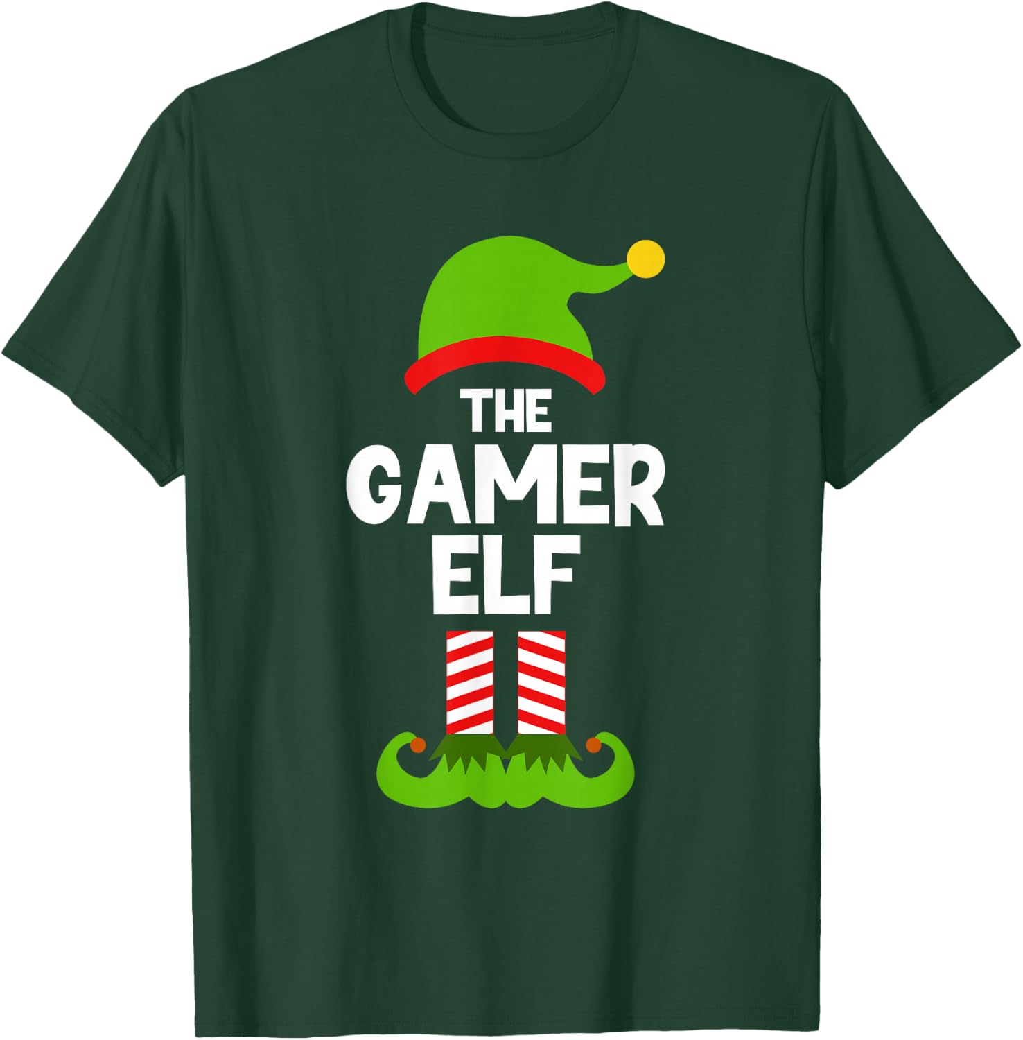 Funny The Gamer Elf Christmas Family Pajama Video Gaming T-Shirt - T-Shirt | Forest