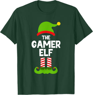 Funny The Gamer Elf Christmas Family Pajama Video Gaming T-Shirt - T-Shirt | Forest