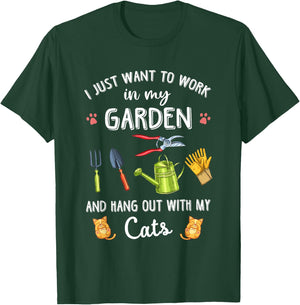 I Just Want To Work In My Garden & Hang Out With My Cats T-Shirt - T-Shirt | Forest