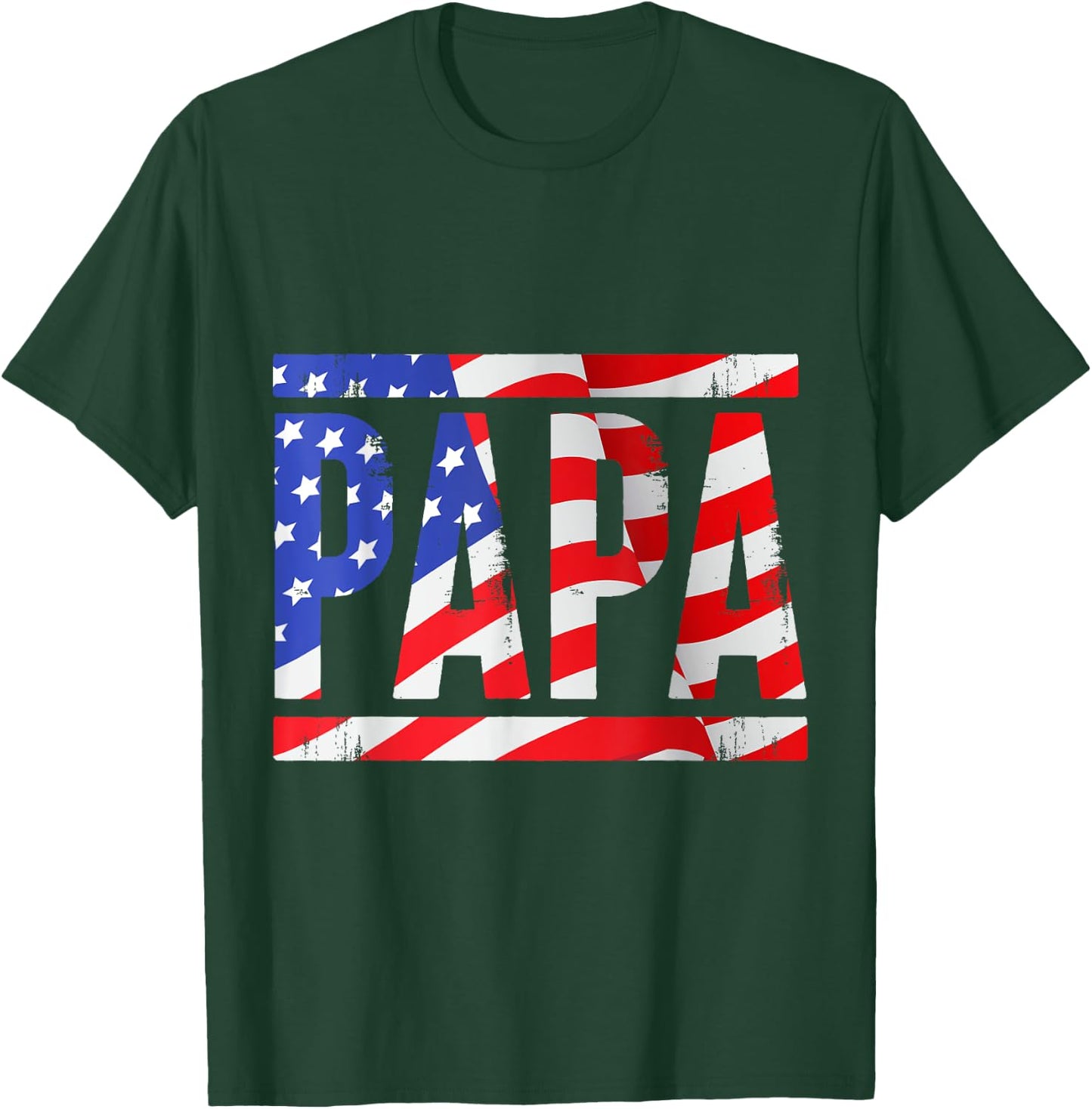 Papa US Flag Dad Men Father T-Shirt - T-Shirt | Forest