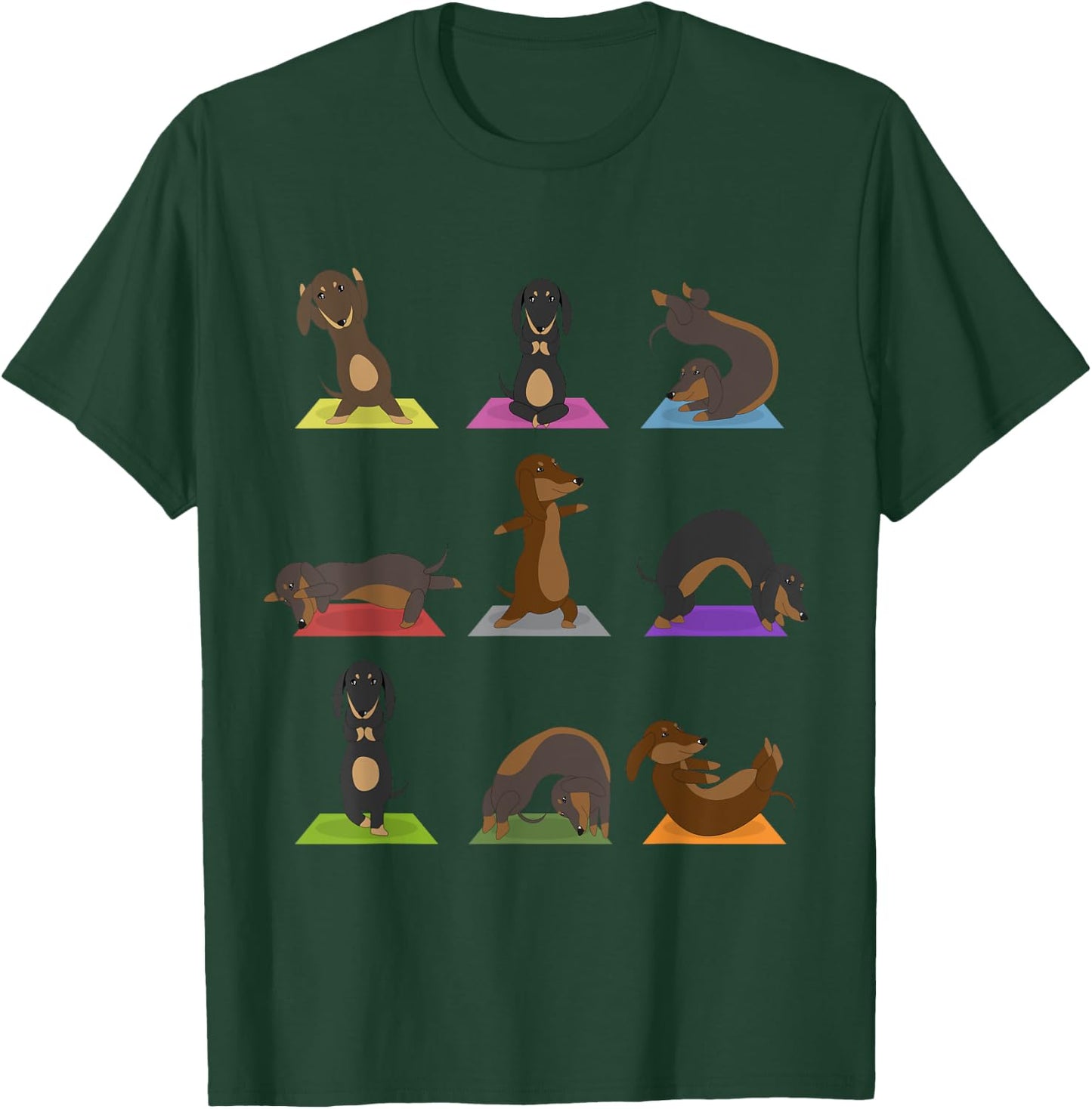 Yoga Dachshund Funny Meditation Dog Lover Zen Men Women T-Shirt - T-Shirt | Forest