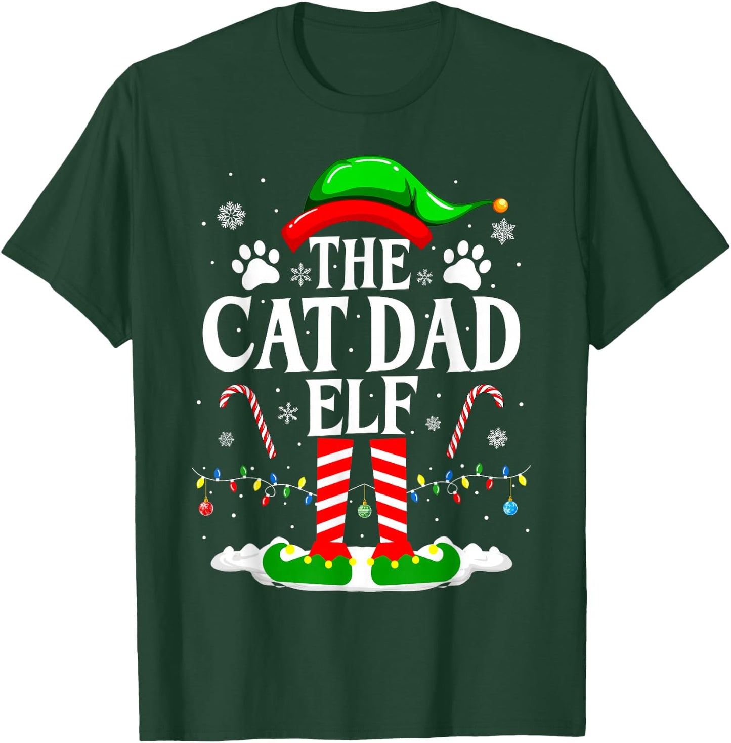 The Cat Dad Elf Xmas Funny Cats lover Christmas Cat Dad T-Shirt - T-Shirt | Forest