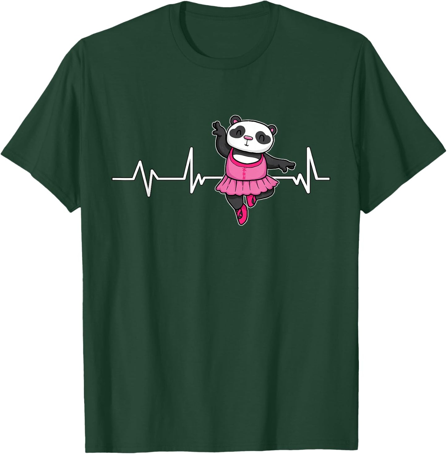 Panda Bear Ballet Heartbeat EKG Ballerina Gift Panda Ballet T-Shirt - T-Shirt | Forest