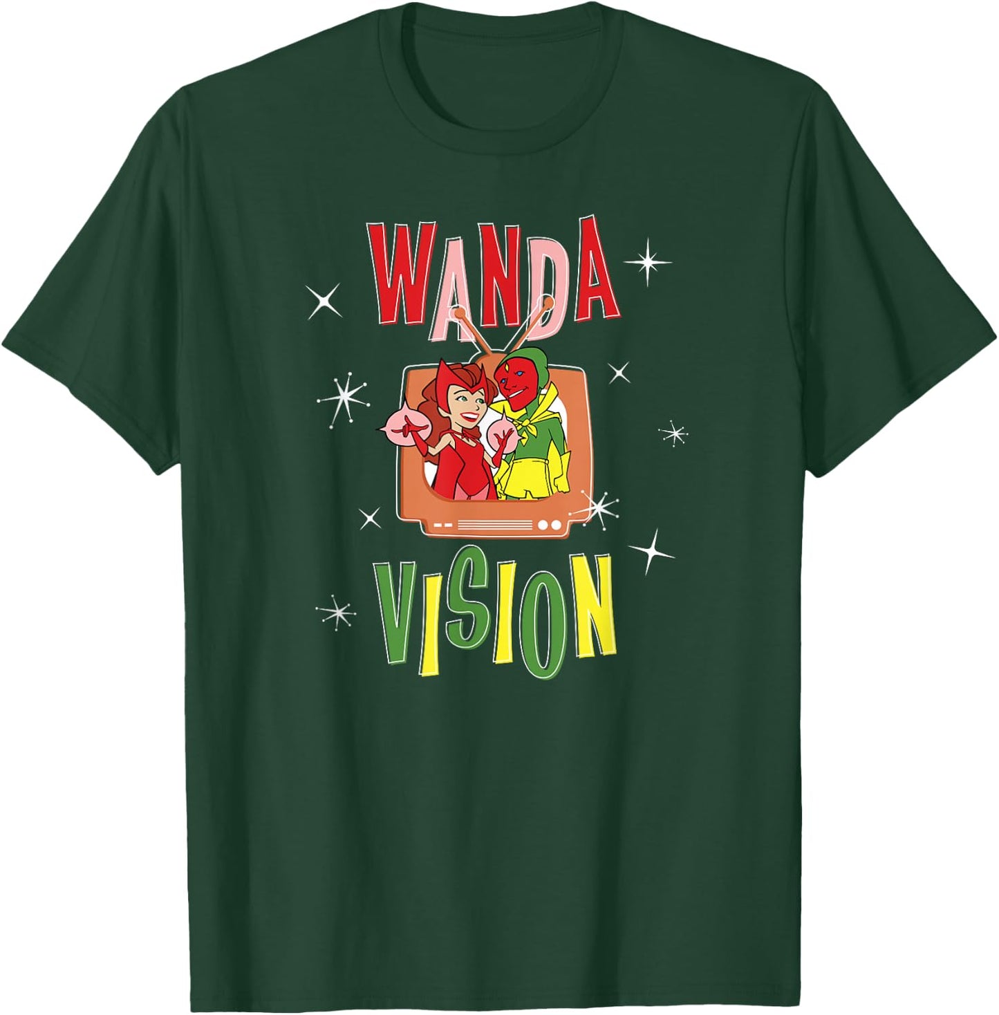 Marvel WandaVision Wanda & Vision Retro TV Artwork Small T-Shirt - T-Shirt | Forest