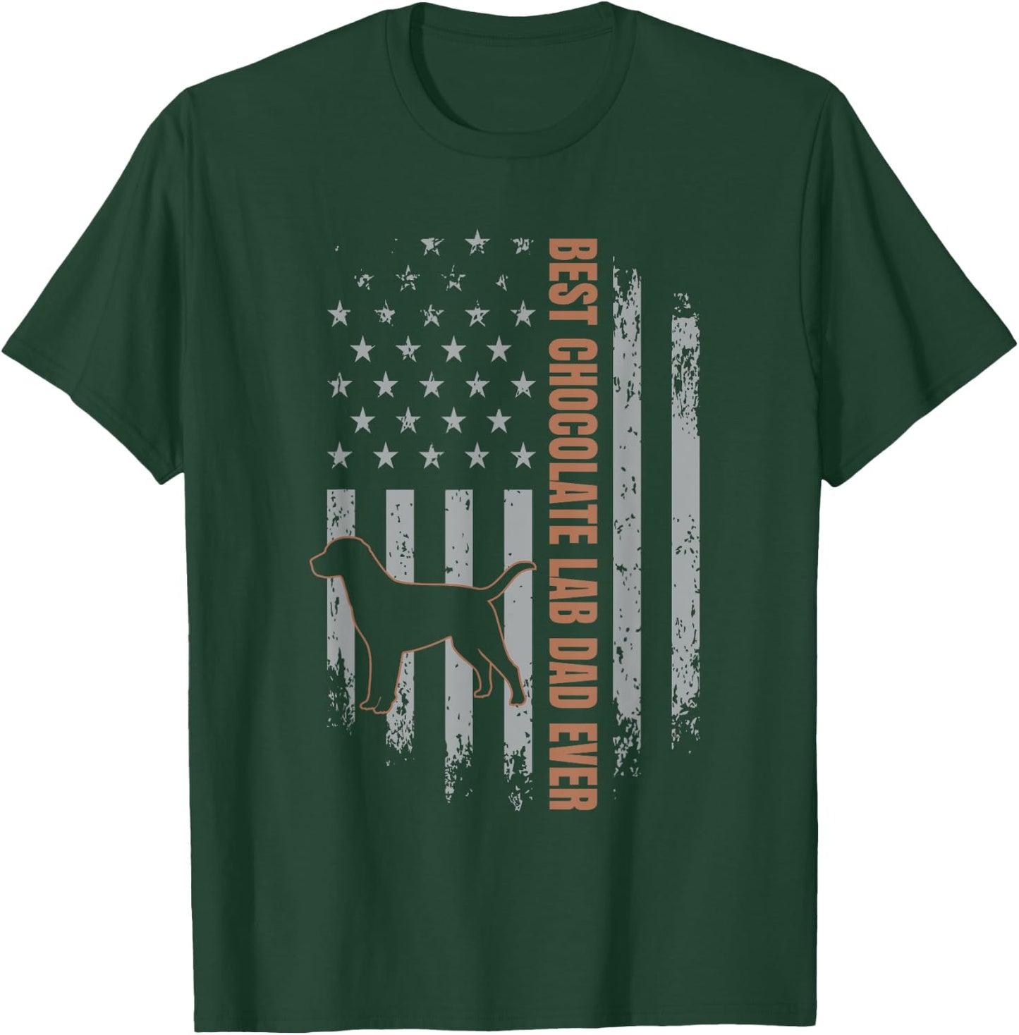 Chocolate Lab Dad American Flag Brown Labrador Retriever T-Shirt - T-Shirt | Forest