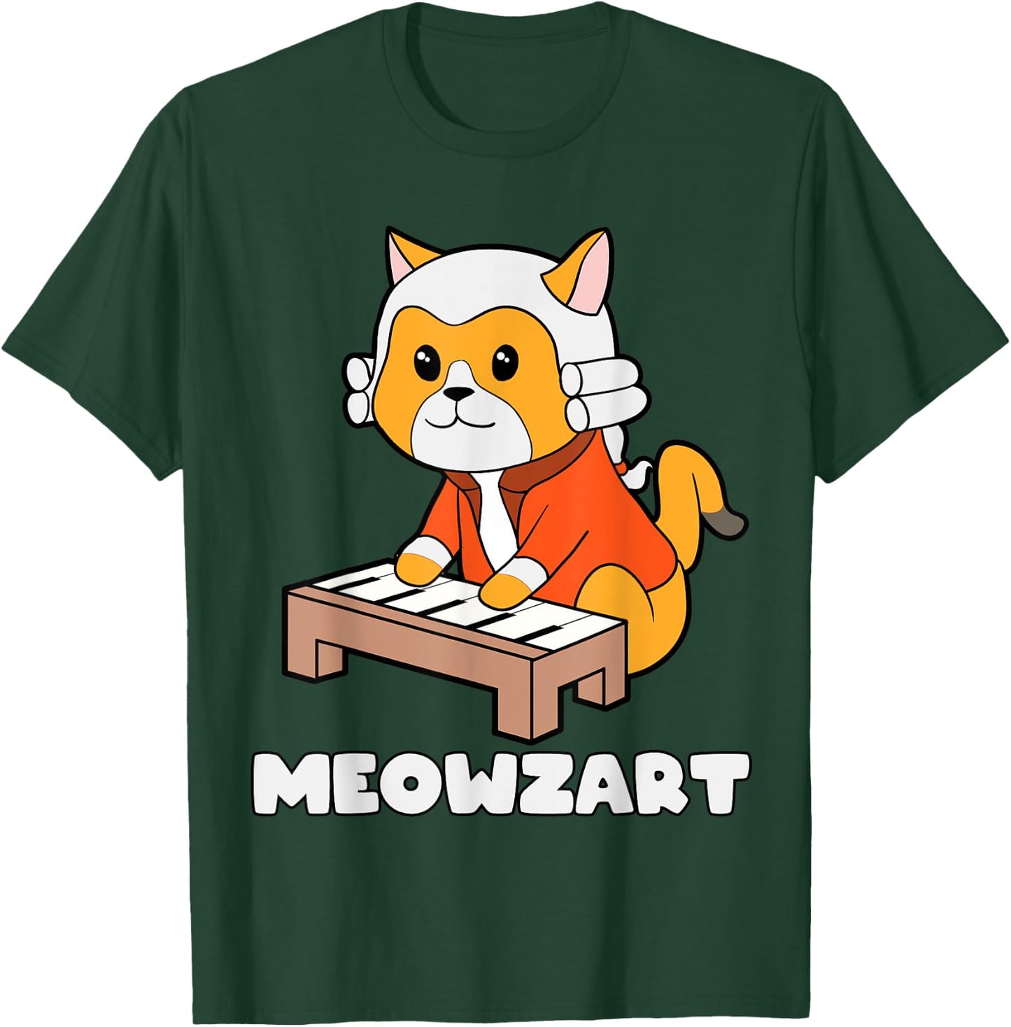 Meowzart Kitty Piano Funny Cat Lover Pun Classical Music Men Women Kids T-Shirt - T-Shirt | Forest