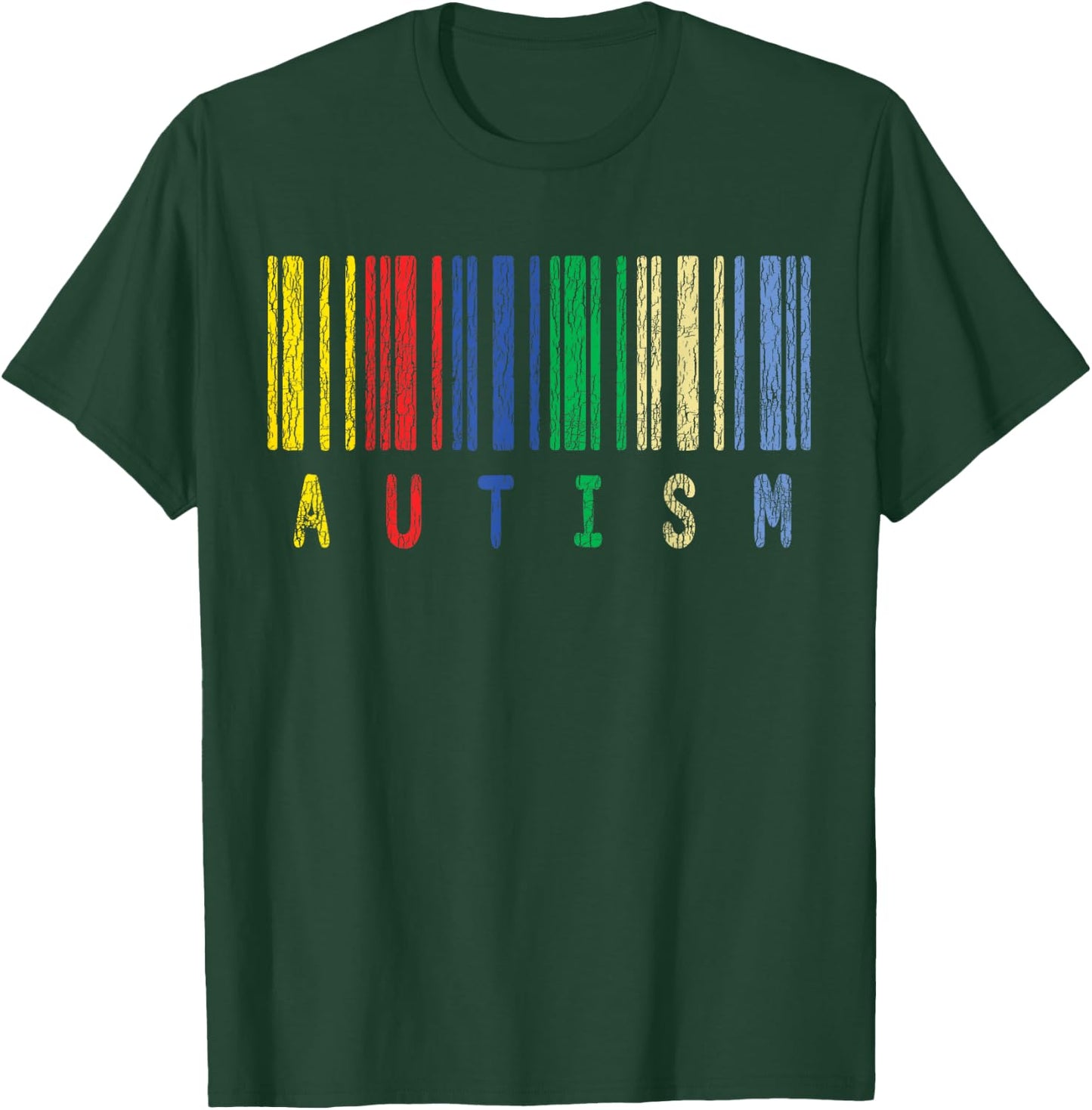Autism Colorful Barcode Support Autistic Kids Awareness Gift T-Shirt - T-Shirt | Forest