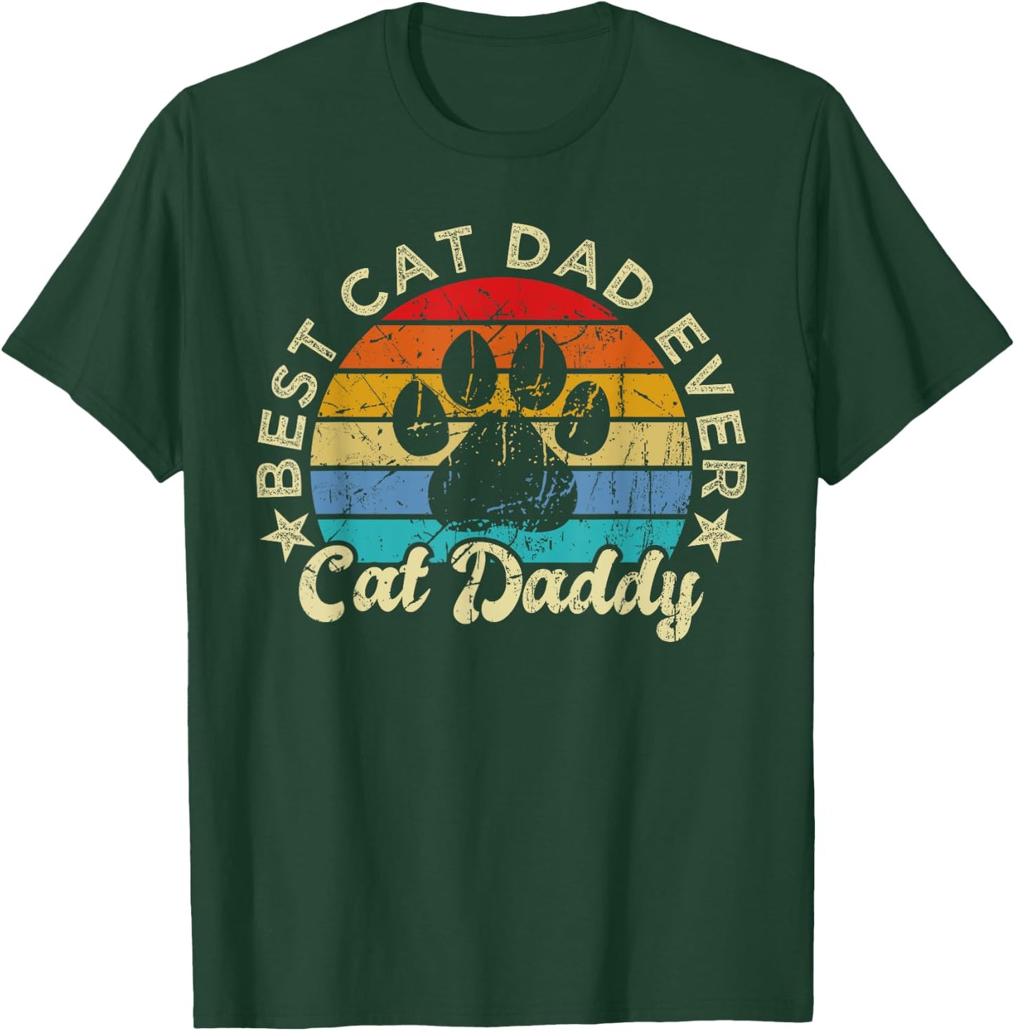 Funny Cat Daddy Shirt Cat Father Vintage Best Cat Dad Ever T-Shirt - T-Shirt | Forest