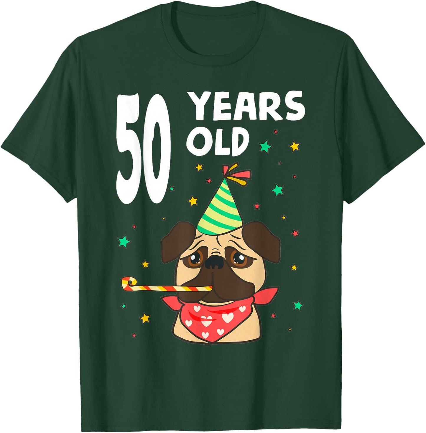 50th Birthday Pug Dog Lover Party 50 Year Old Funny B-Day T-Shirt - T-Shirt | Forest