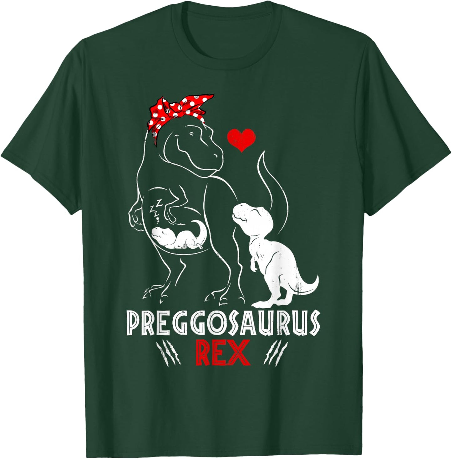 Mamasaurus Rex Pregosaurus Funny Pregnancy Have Two Kids T-Shirt - T-Shirt | Forest