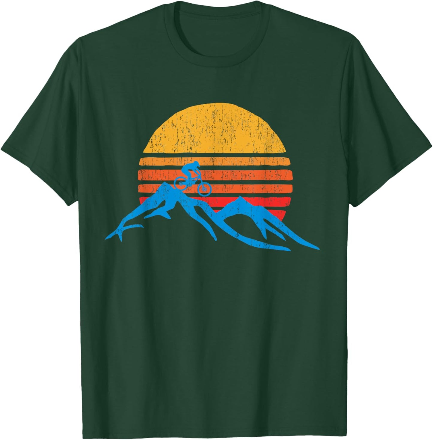 Mountain Bike Vintage Sunset Design Graphic T-Shirt - T-Shirt | Forest