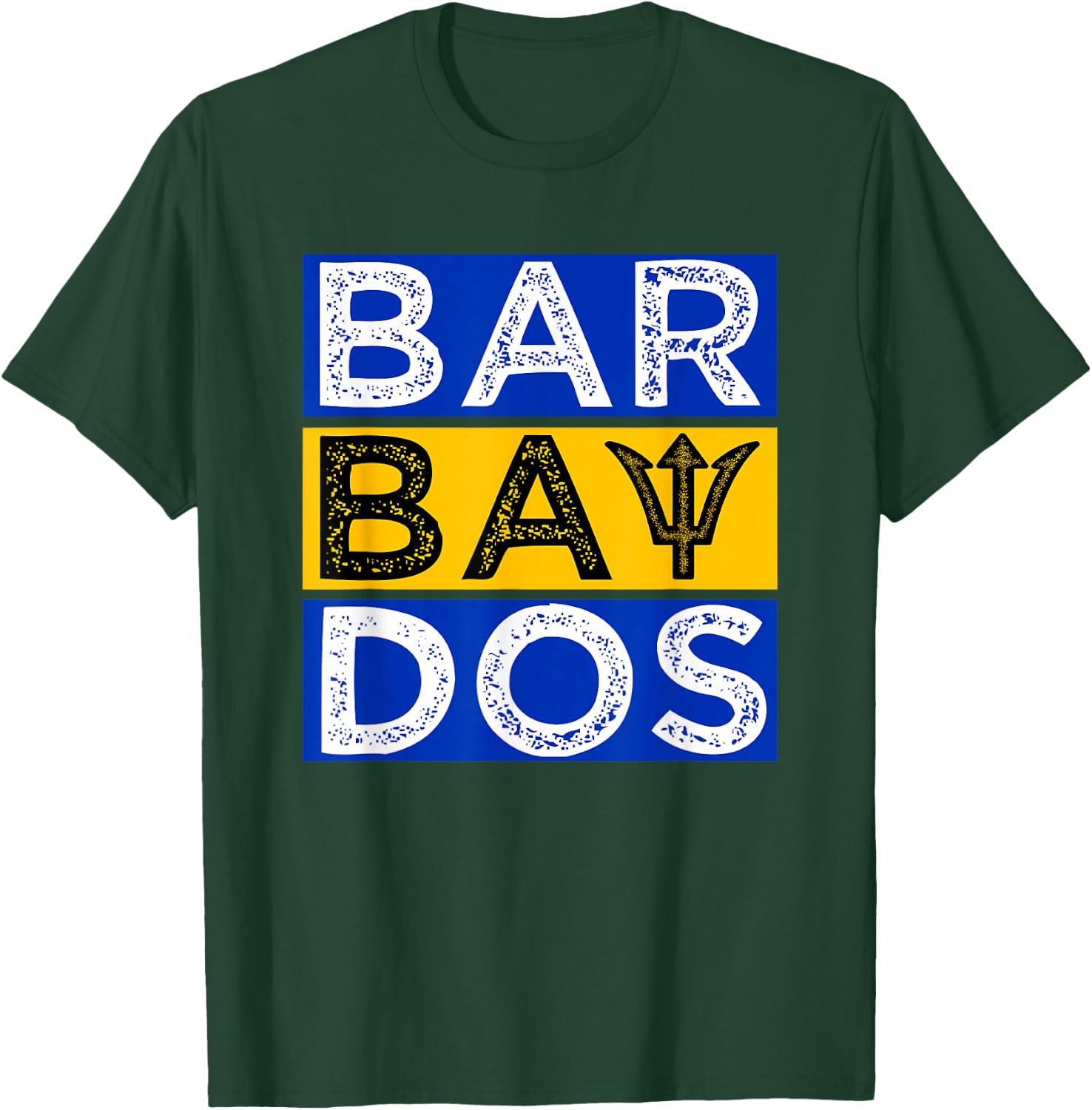 Barbados Flag With Barbados Trident Bajan Soca T-Shirt - T-Shirt | Forest