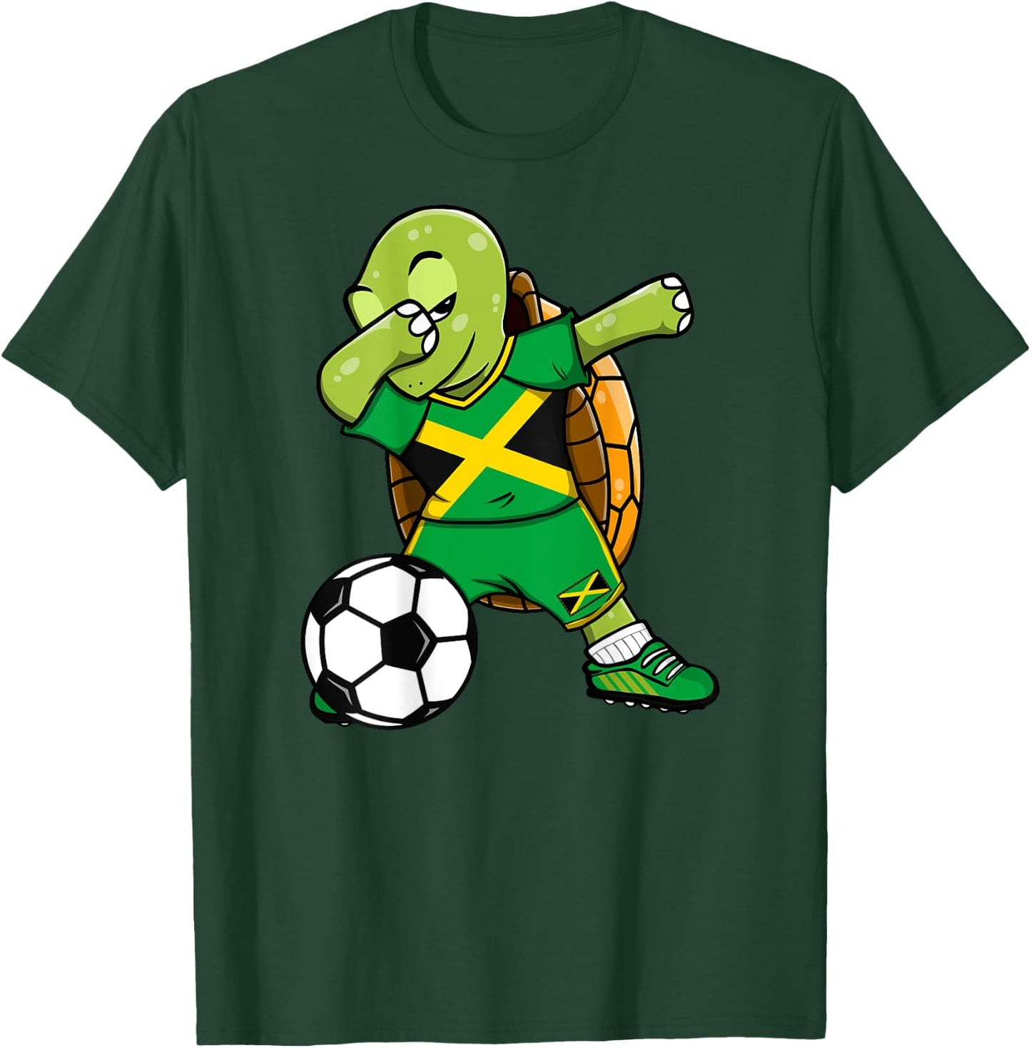 Dabbing Turtle Jamaica Soccer Fans Jersey Jamaican Football T-Shirt - T-Shirt | Forest