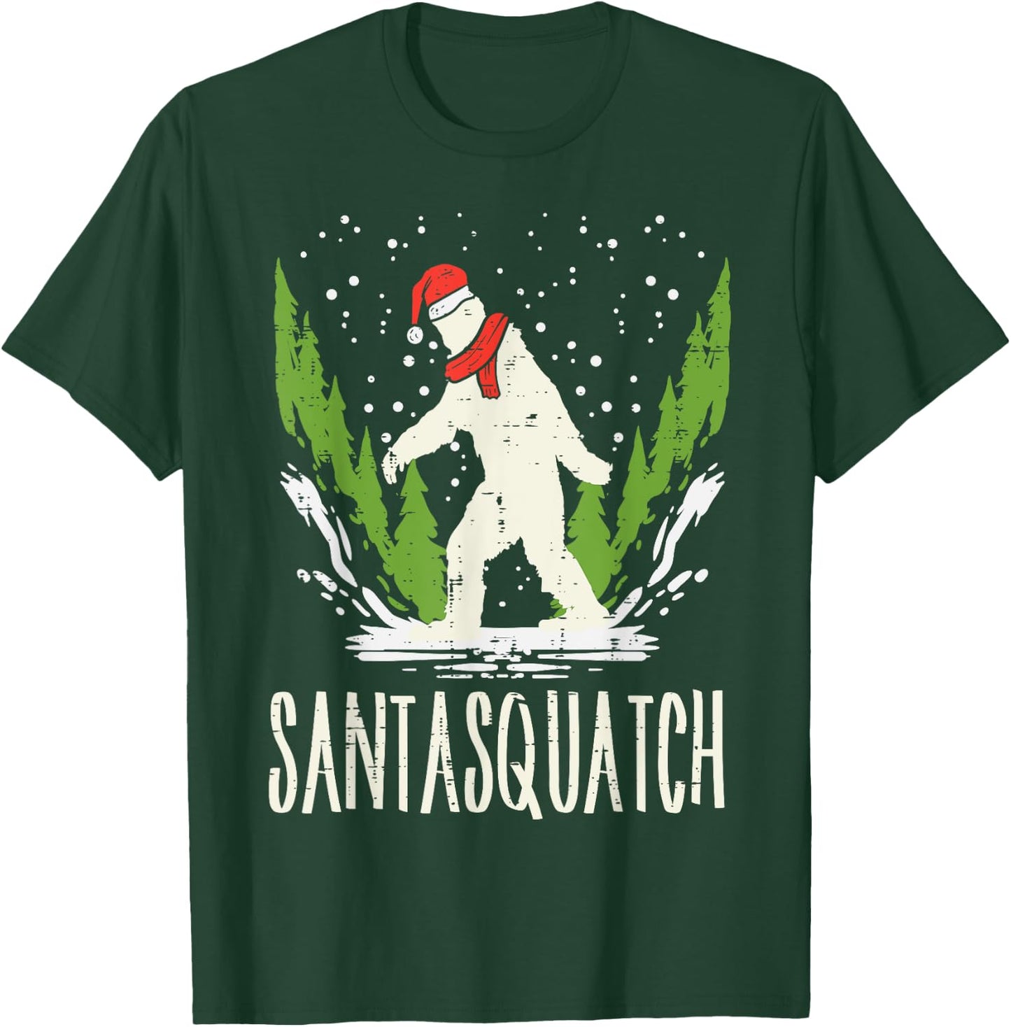 Bigfoot Sasquatch Santa Squatch Christmas Xmas Pajama PJ T-Shirt - T-Shirt | Forest