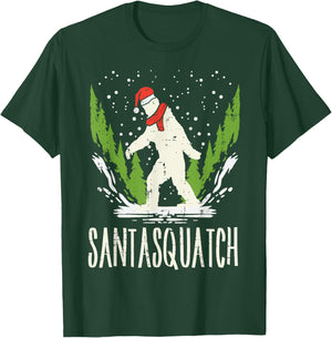 Bigfoot Sasquatch Santa Squatch Christmas Xmas Pajama PJ T-Shirt - T-Shirt | Forest
