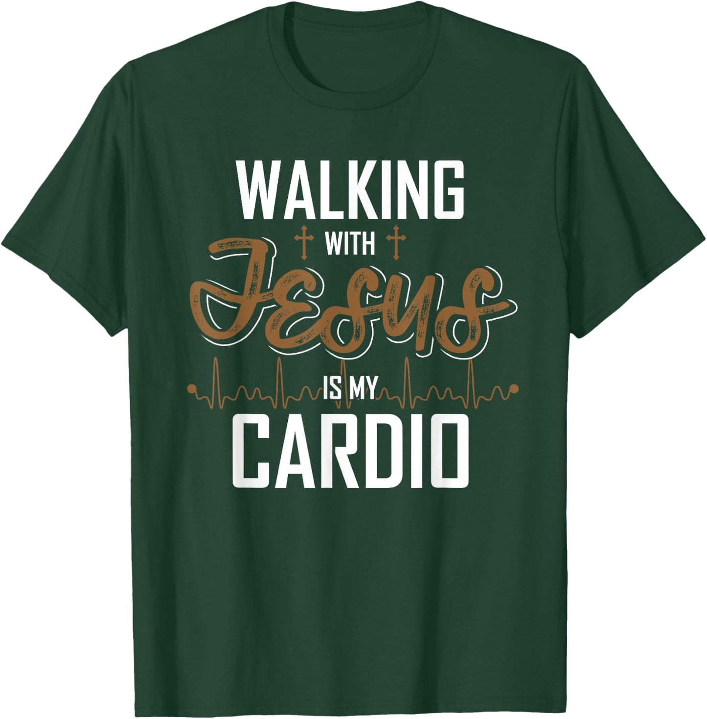 Walking With Jesus Is My Cardio Christian Gift Prayer T-Shirt - T-Shirt | Forest