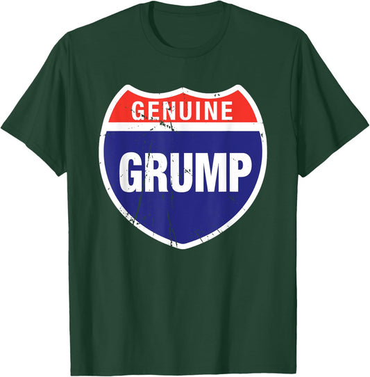 Genuine Grump Funny Interstate Shield Certified Grumpy Old T-Shirt - T-Shirt | Forest