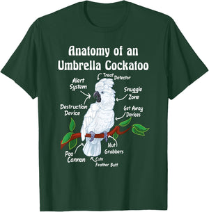 Parrot Anatomy Designs Anatomy of an Umbrella Cockatoo -Adults, Kids T-Shirt - T-Shirt | Forest
