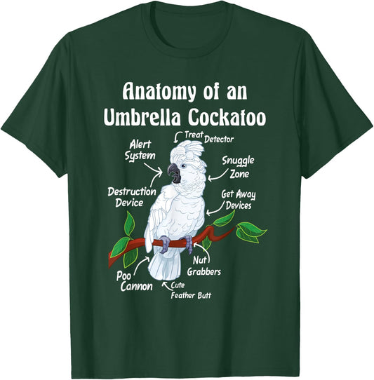 Parrot Anatomy Designs Anatomy of an Umbrella Cockatoo -Adults, Kids T-Shirt - T-Shirt | Forest