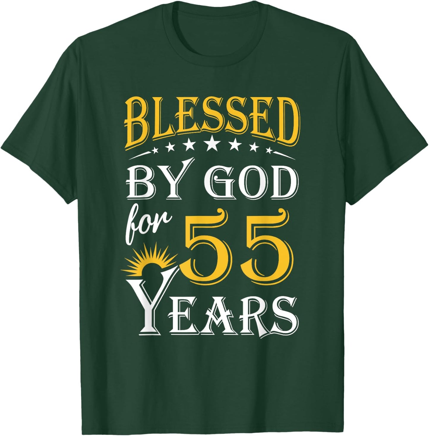 Vintage Blessed by God for 55 years Happy 55th Birthday T-Shirt - T-Shirt | Forest