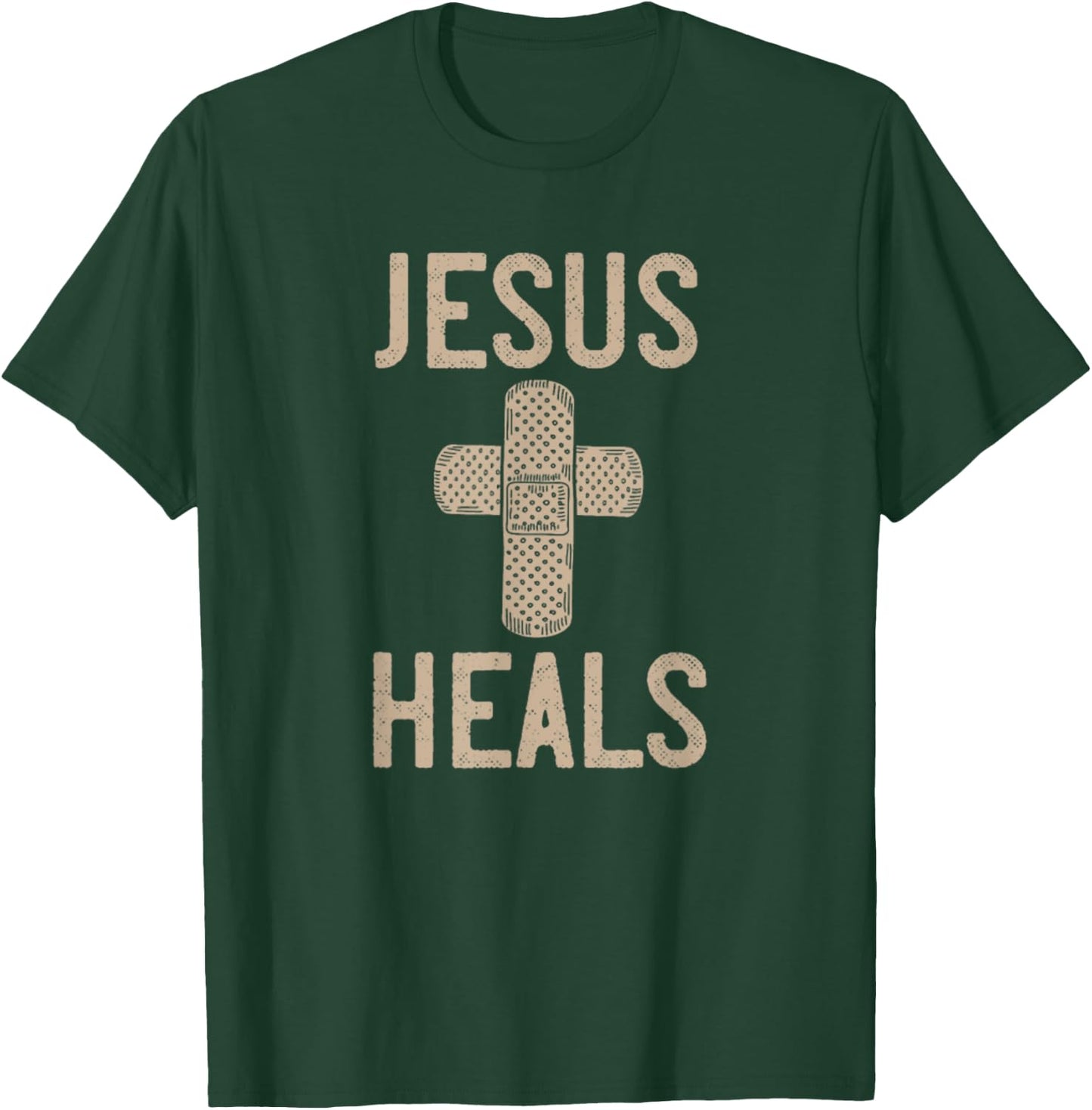 Jesus Heals Band Aid Cross T-Shirt - T-Shirt | Forest