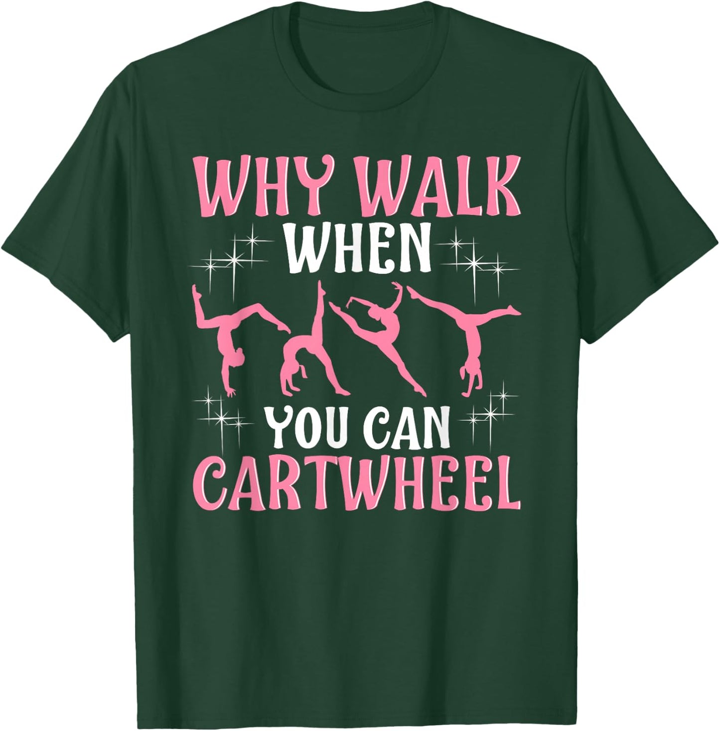 Girls' Cool Cartwheel Gymnastics - Black, Classic Fit, Short Sleeve, Cotton-Polyester T-Shirt - T-Shirt | Forest