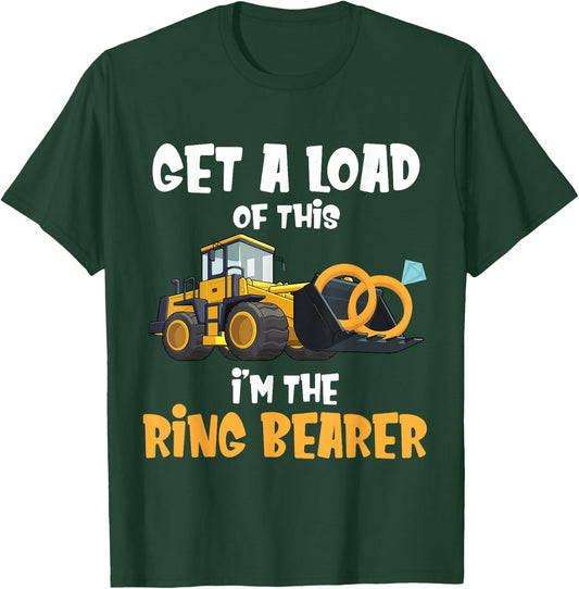 Funny Wedding Party Ring Bearer Excavator Boys Ring Bearer T-Shirt - T-Shirt | Forest
