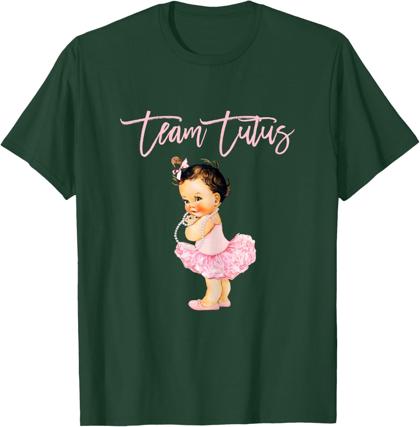 Team Tutu Girl Gender Reveal Baby Shower Touchdown Brunette T-Shirt - T-Shirt | Forest