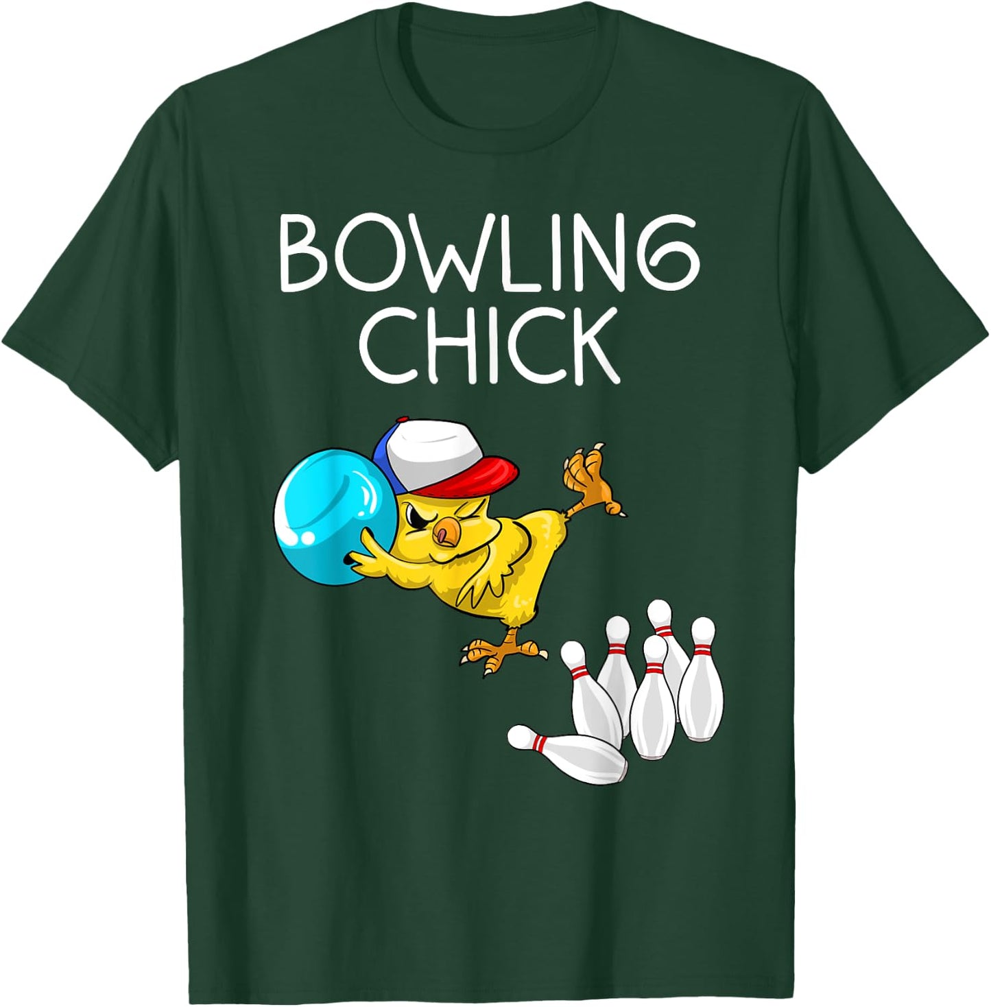 Funny Bowling Gift Women Cute Bowling Chick Sports Athlete T-Shirt - T-Shirt | Forest