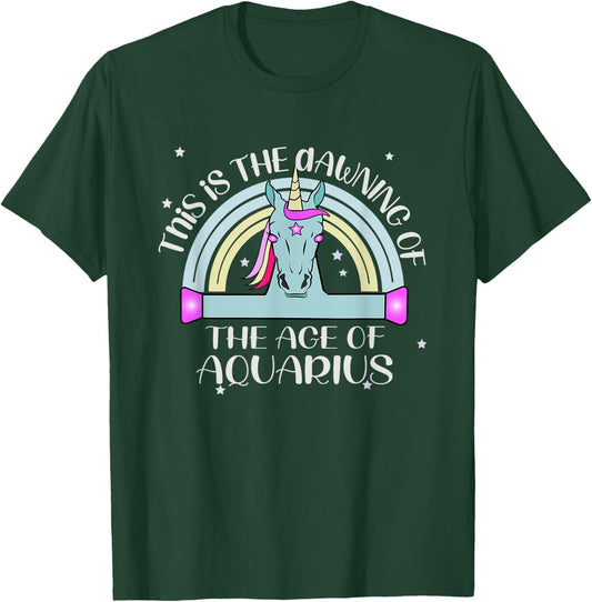 Dawning of Age of Aquarius is January 20th Unicorn in Space T-Shirt - T-Shirt | Forest