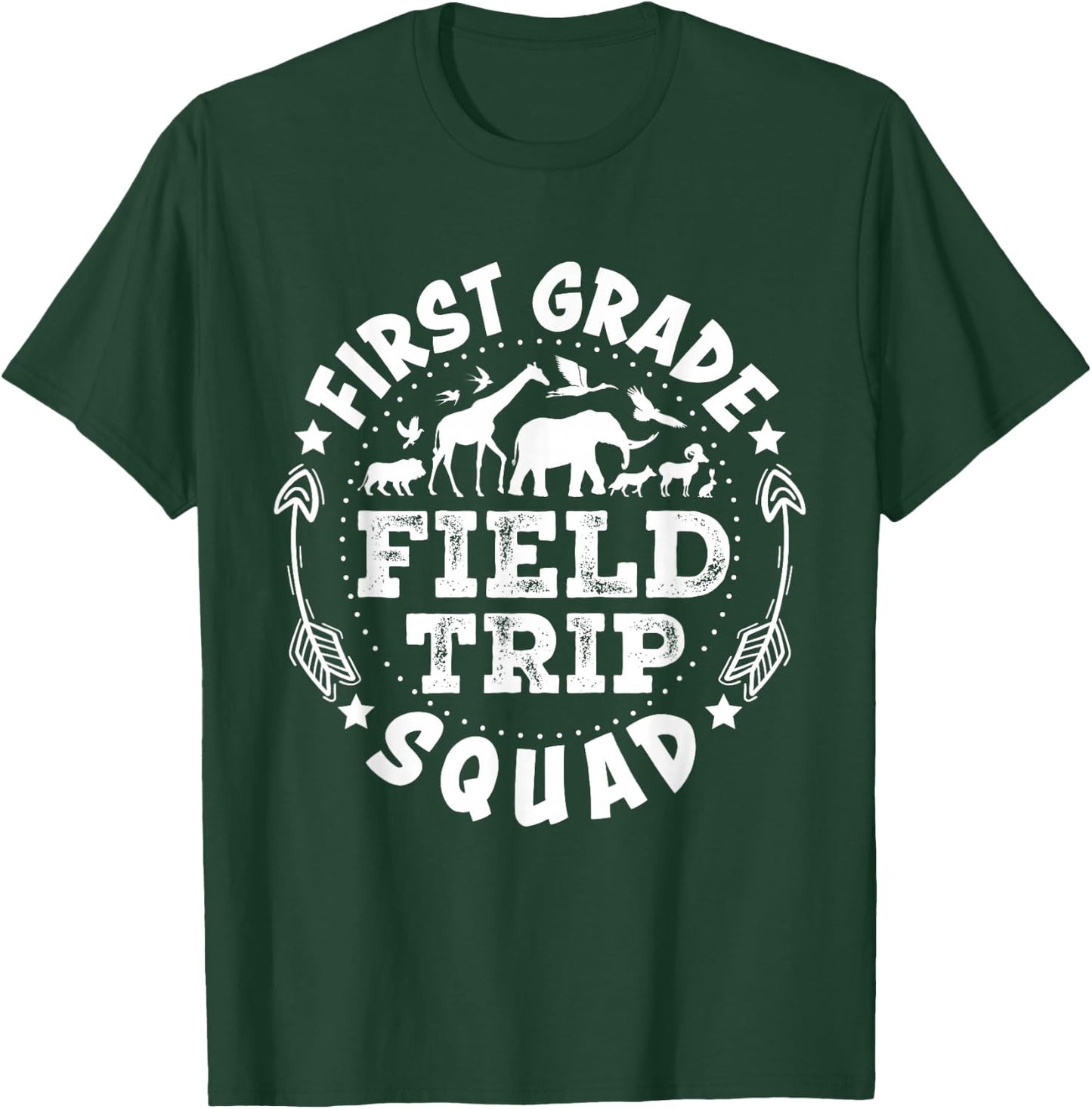 First Grade Zoo Field Trip Squad Teacher Kids Boys Girls T-Shirt - T-Shirt | Forest
