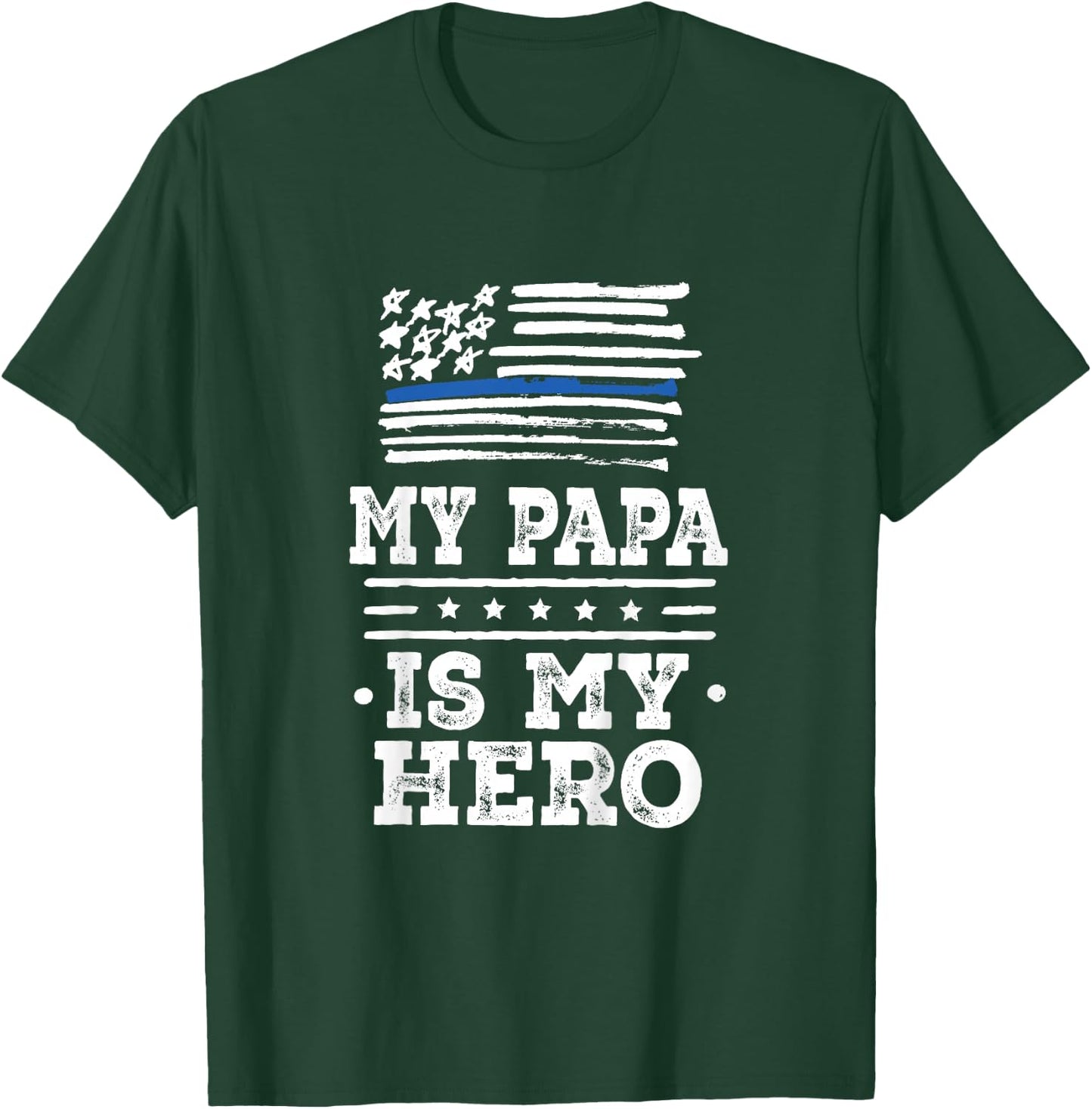 Kids Police Officer Papa Grandpa is my Hero T-Shirt - T-Shirt | Forest