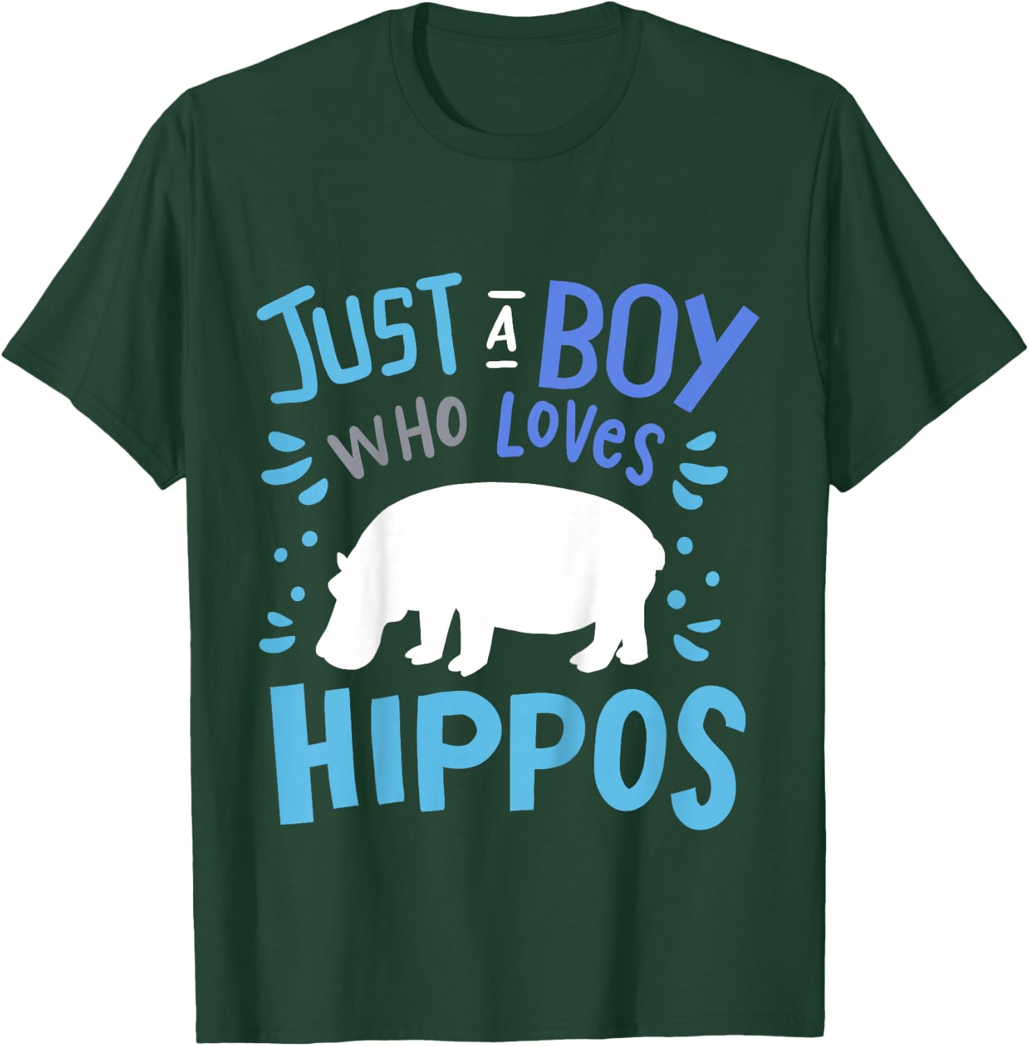 Kids Hippo Hippopotamus Just A Boy Who Loves Hippos Gift T-Shirt - T-Shirt | Forest