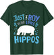 Kids Hippo Hippopotamus Just A Boy Who Loves Hippos Gift T-Shirt - T-Shirt | Forest