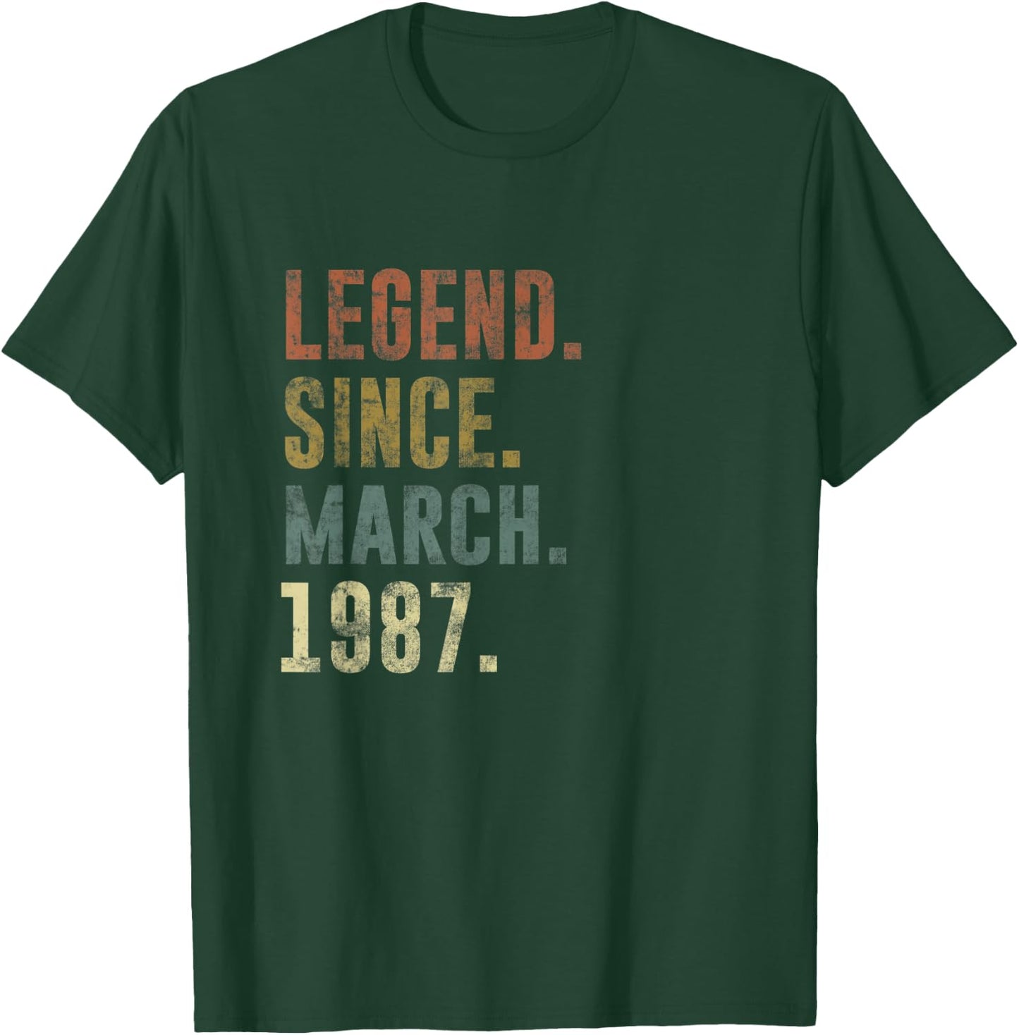 36th Retro Birthday Vintage Legend Since March 1987 T-Shirt - T-Shirt | Forest