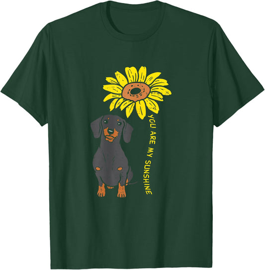 Sunflower Sunshine Dachshund Cute Weiner Dog Animal Pet Gift T-Shirt - T-Shirt | Forest