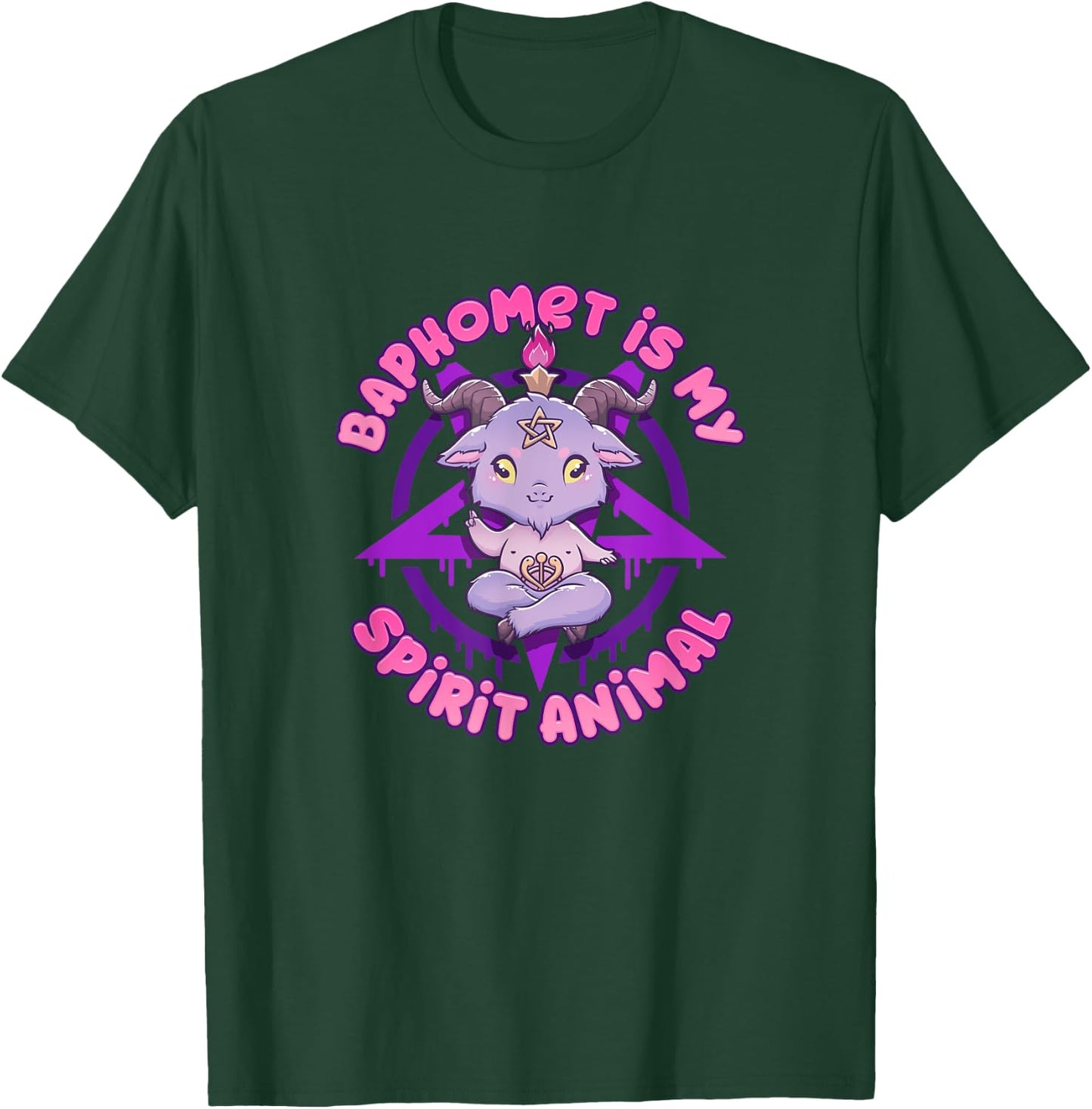 Baphomet Is My Spirit Animal I Cute Satanic Goat T-Shirt - T-Shirt | Forest