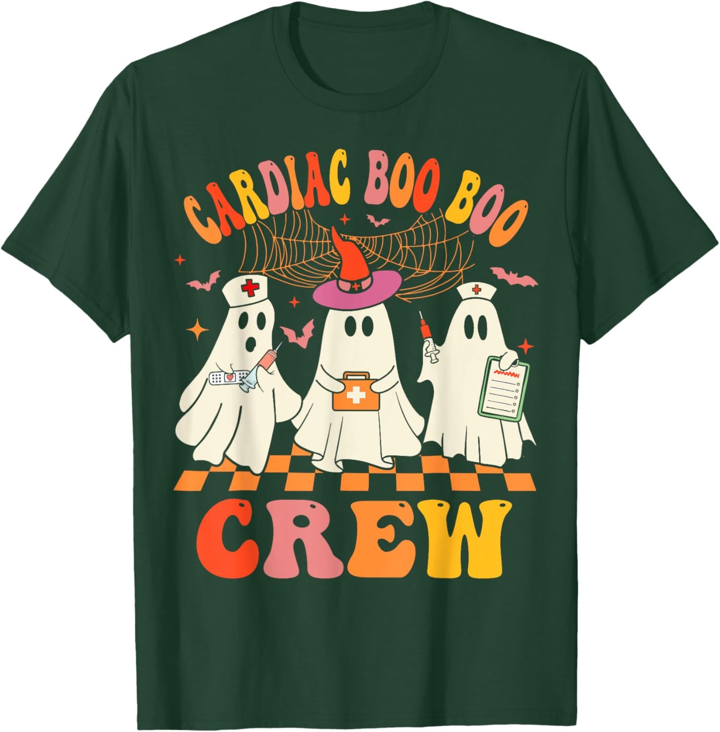 Halloween Cardiology Nurse Costume Cardiac Boo Crew Nurse T-Shirt - T-Shirt | Forest