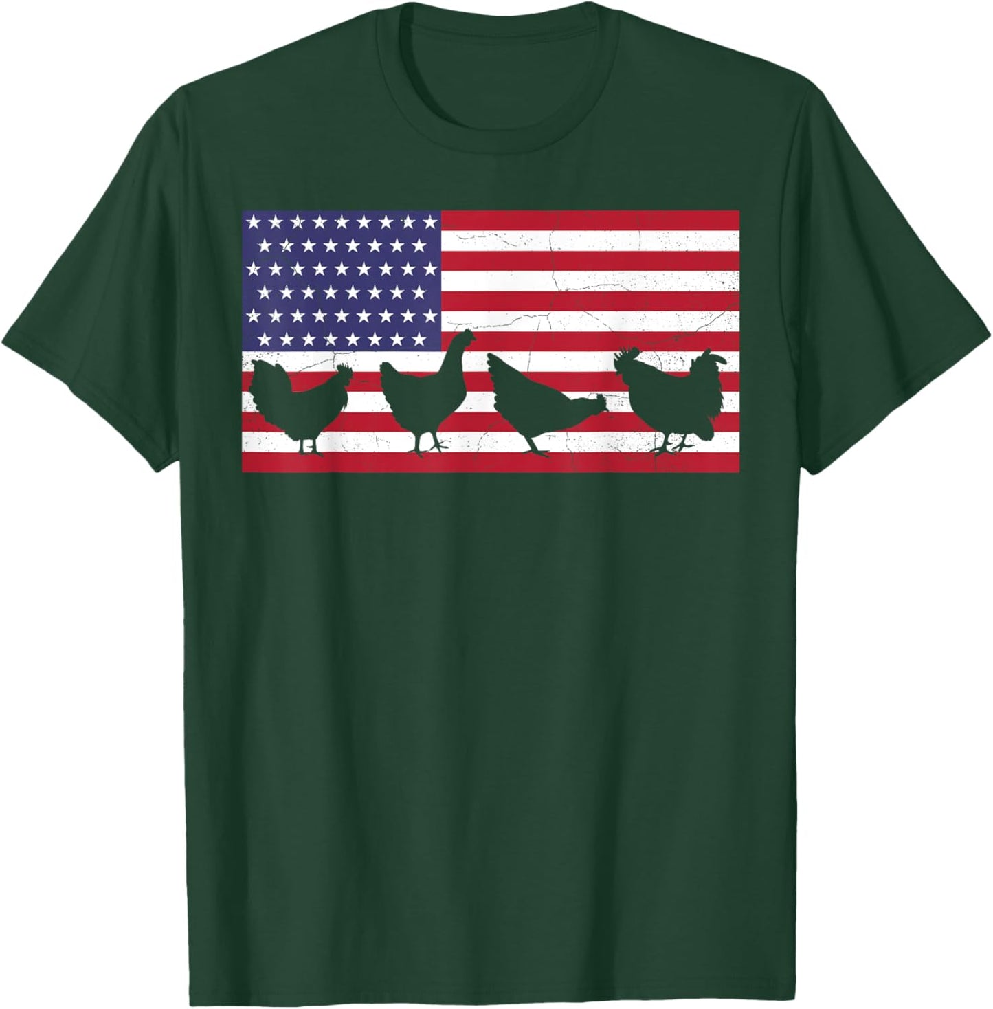 Chicken Fourth of July Hen Farm July 4th American Flag USA T-Shirt - T-Shirt | Forest