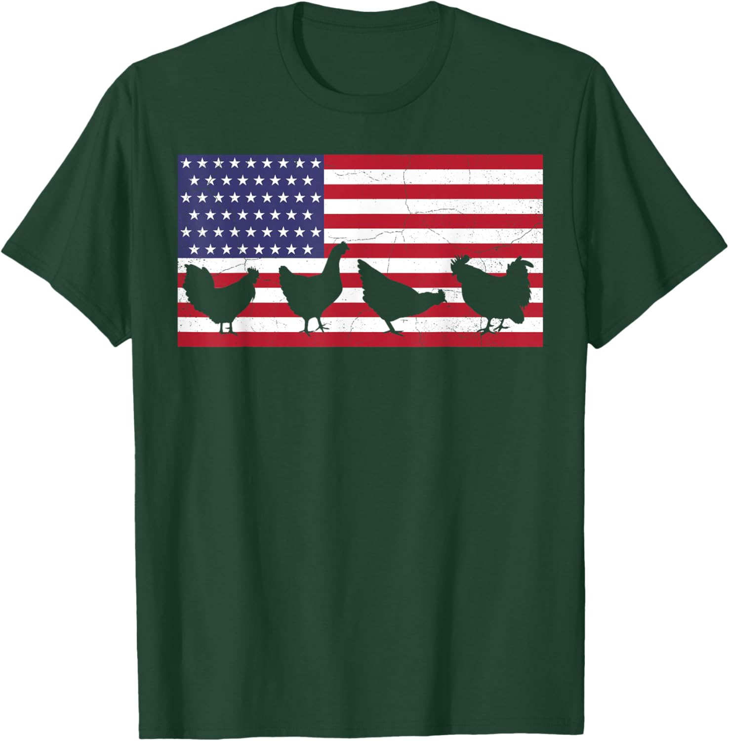 Chicken Fourth of July Hen Farm July 4th American Flag USA T-Shirt - T-Shirt | Forest