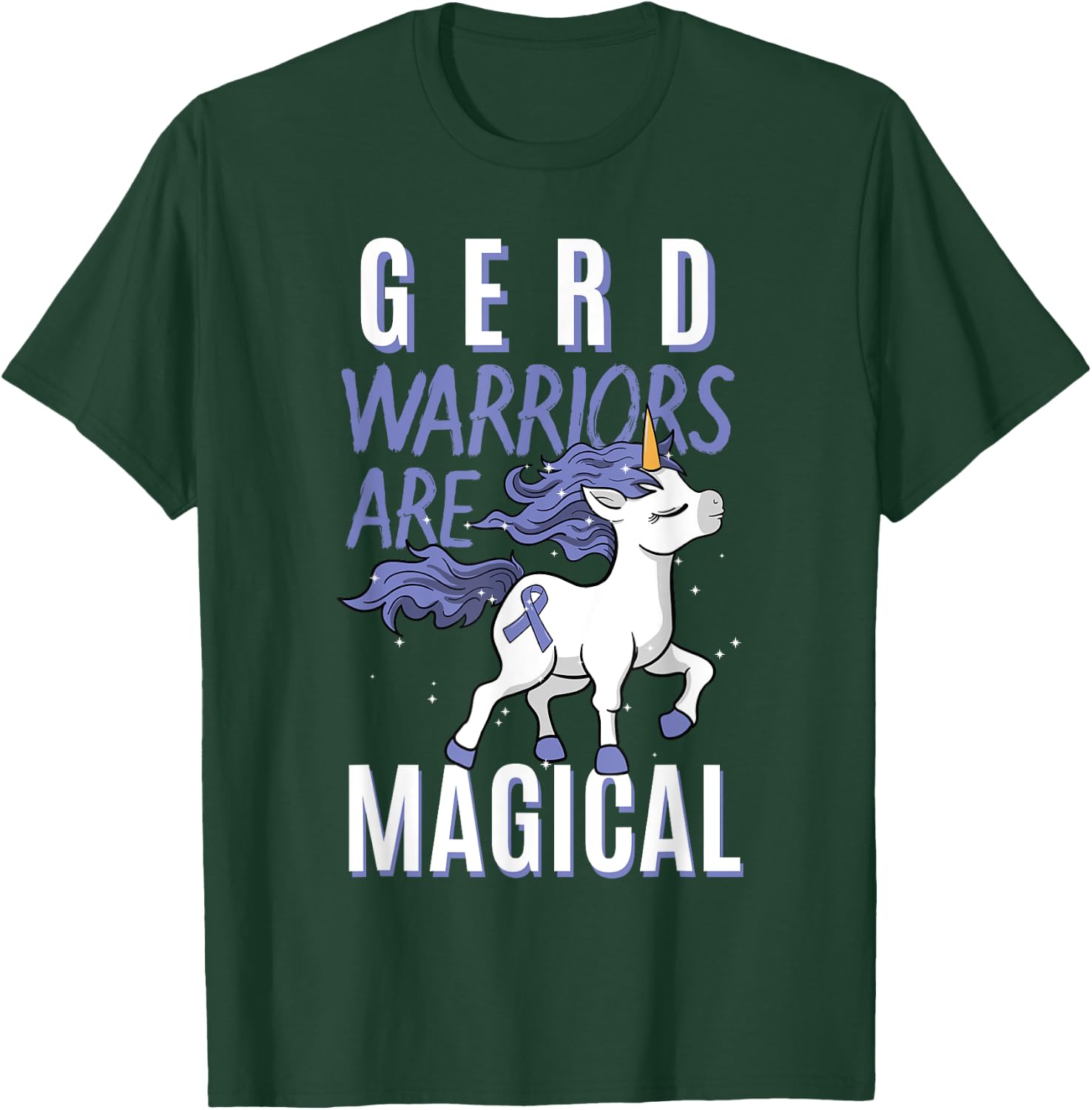GERD Warrior Gastroesophageal Reflux Disease Unicorn Lover T-Shirt - T-Shirt | Forest