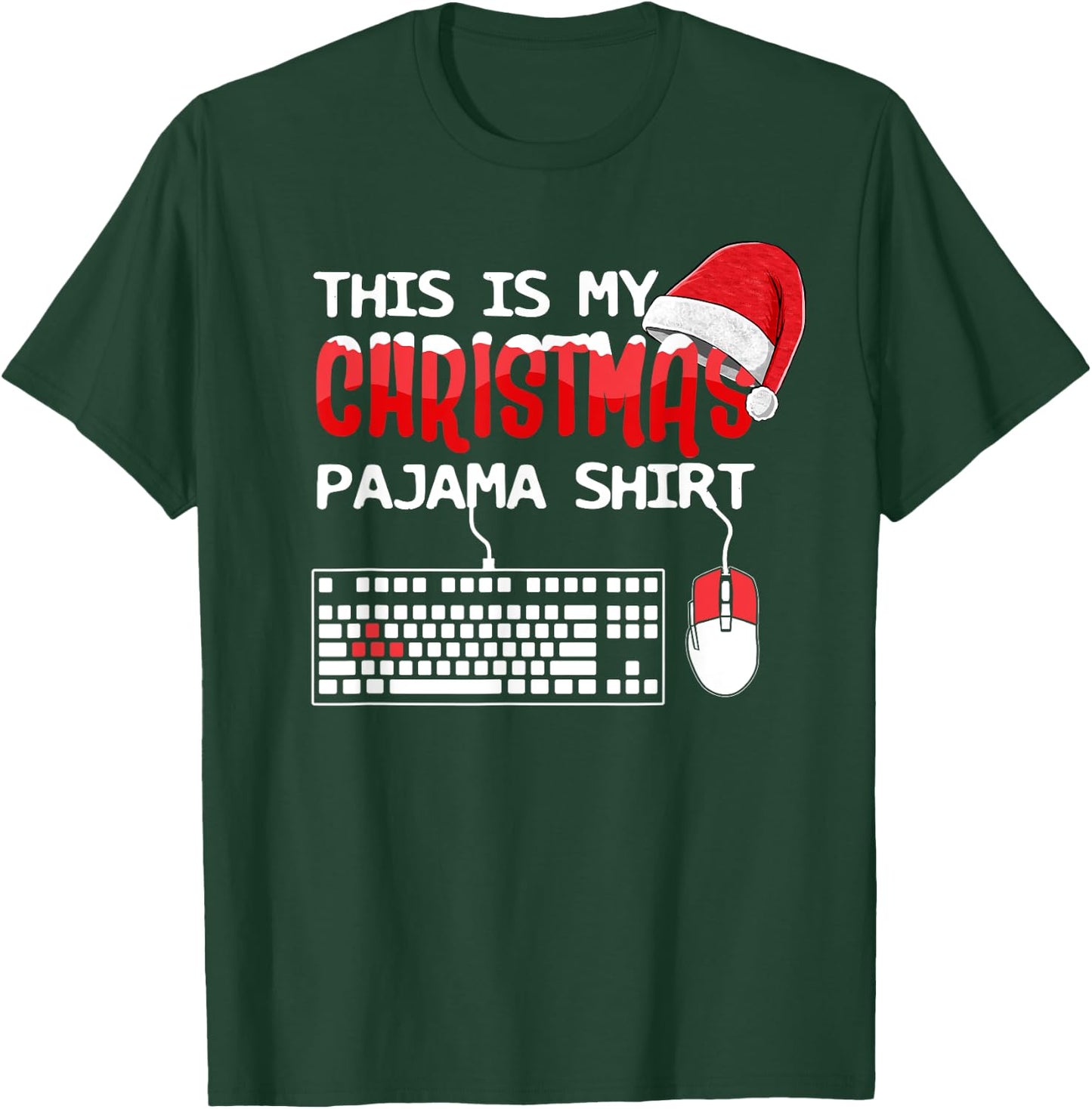 This Is My Christmas Pajama Funny Gaming Gamer Keyboard PC T-Shirt - T-Shirt | Forest