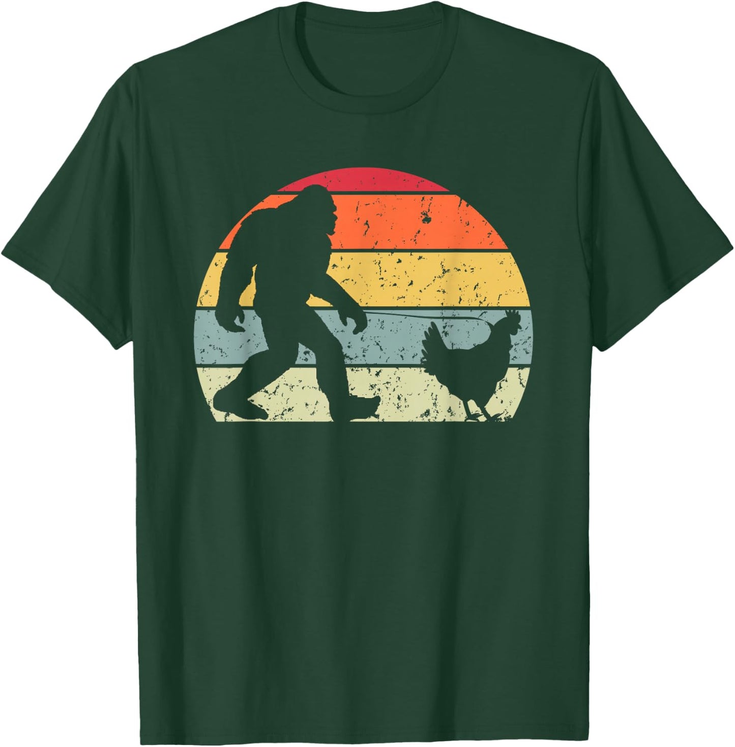 Funny Yeti Retro Vintage Sasquatch Bigfoot Walking Chicken T-Shirt - T-Shirt | Forest